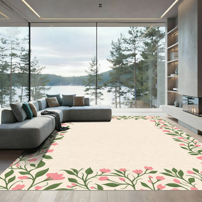 Pink Blossom Vine Border Rug