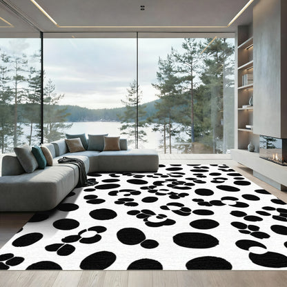 Black White Organic Blossom Scatter Rug