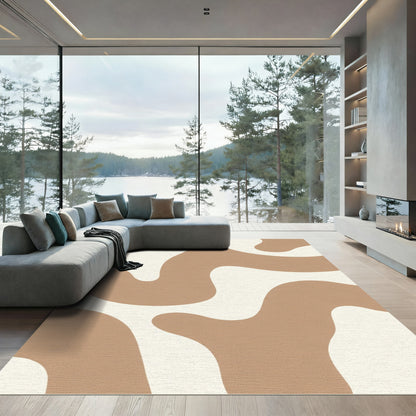 Earthy Wavy Cream Brown Flow Rug