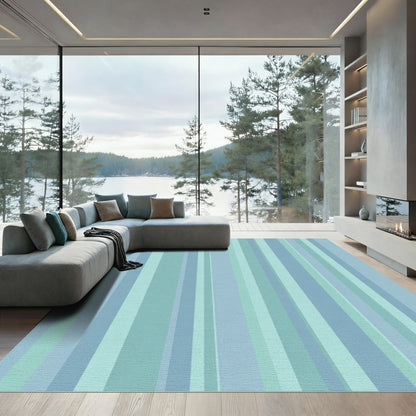 Cool Tone Vertical Stripe Rug