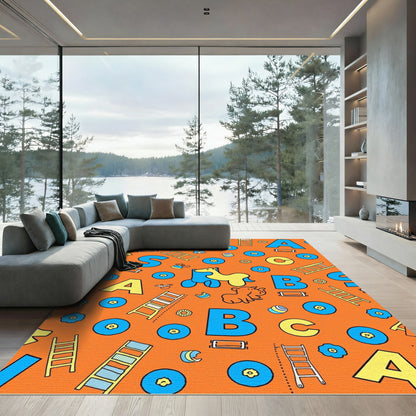 Alphabet And Toys Playful Orange Rug