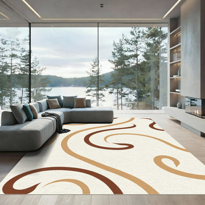 Earthy Swirls Warm Tone Abstract Rug