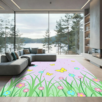 Lavender Sky Yellow Butterfly Meadow Rug