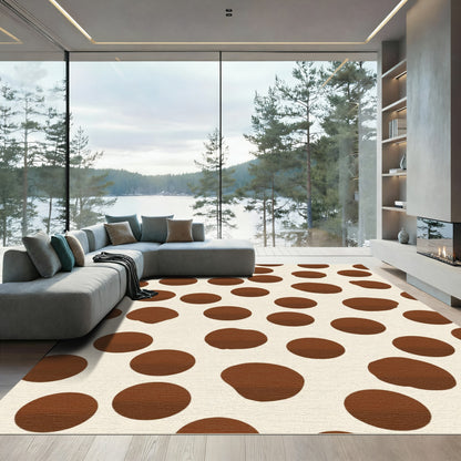 Brown White Random Circles Rug