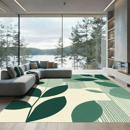 Earthy Green Leafy Terraced Rug