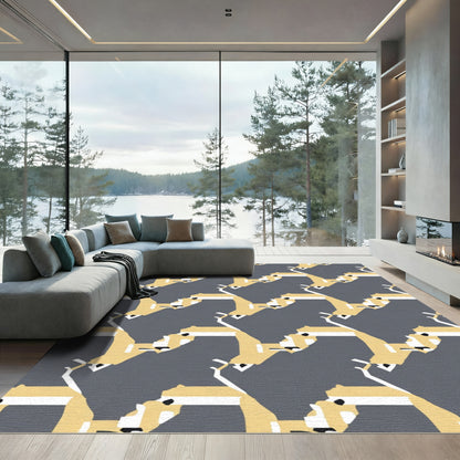 Modern Yellow Camel Geometric Rug