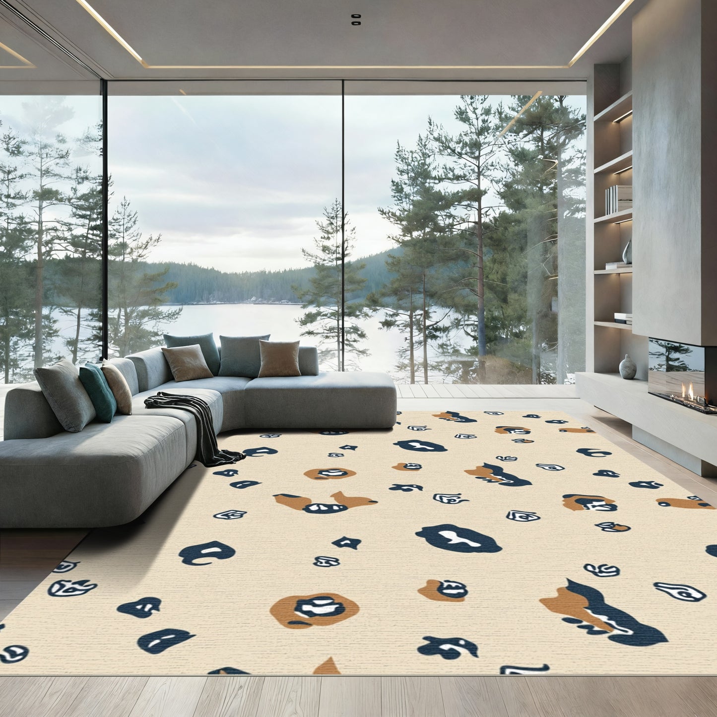 Tan Leopard Spots Casual Rug