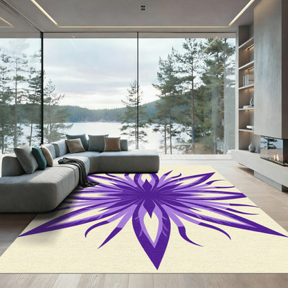 Vibrant Purple Starburst Flower Medallion Rug