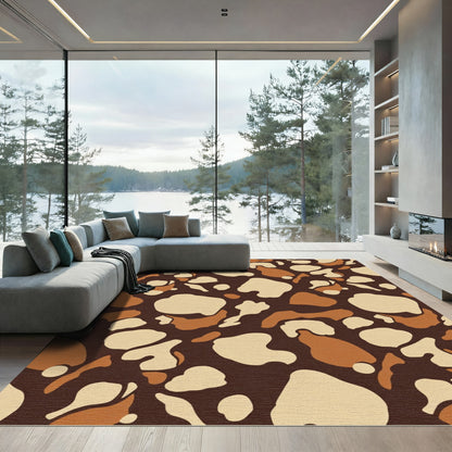 Brown Tan Irregular Organic Shapes Rug