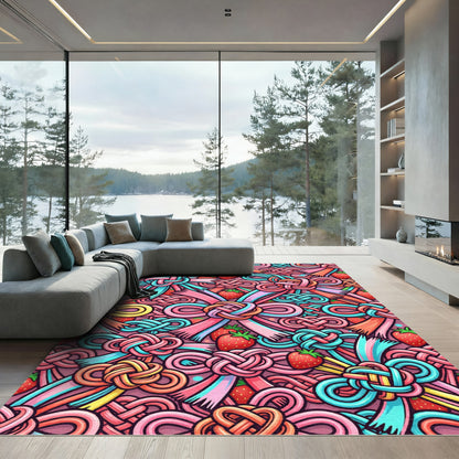 Sweet Strawberry Bow Medley Rug