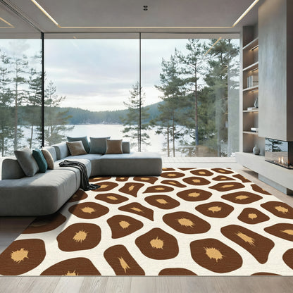 Brown Beige Giraffe Spots Rug