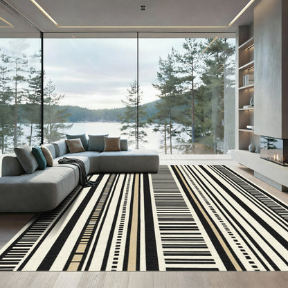 Neutral Striped Composition Vertical Lines Rug