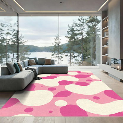 Pink And Cream Organic Blobs Rug