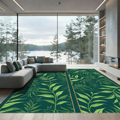 Elegant Green Leafy Branches Rug