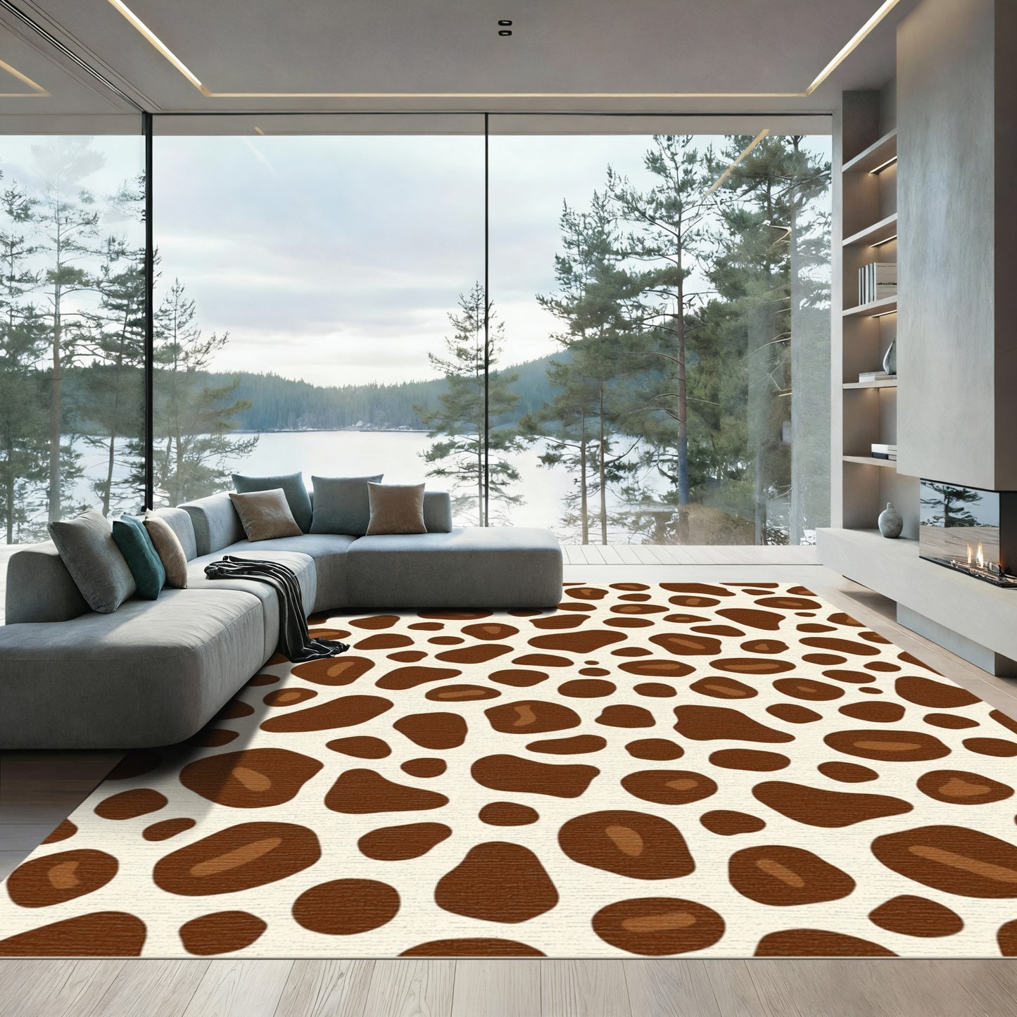 Brown Spotted Animal Hide Rug