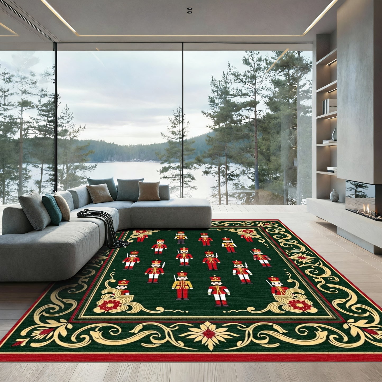 Grand Red Soldier Ornate Border Rug