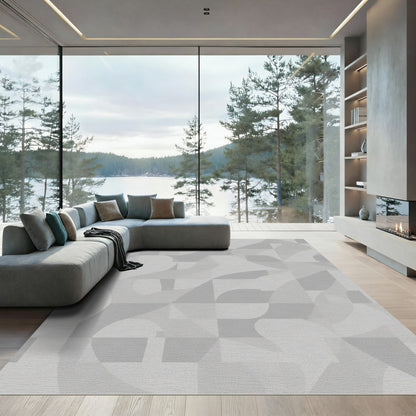 Monochromatic Subtle Geometric Swirl Rug