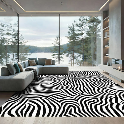 Abstract Black White Animal Print Rug