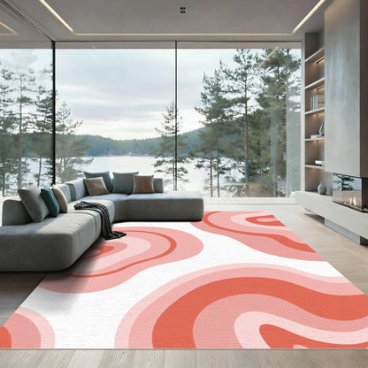 Coral Pink Swirl Abstract Rug