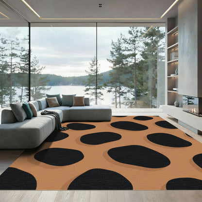 Orange Black Spotted Organic Shapes Rug