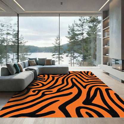 Orange Black Organic Stripe Rug
