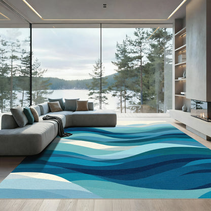Oceanic Wave Abstract Rippling Rug