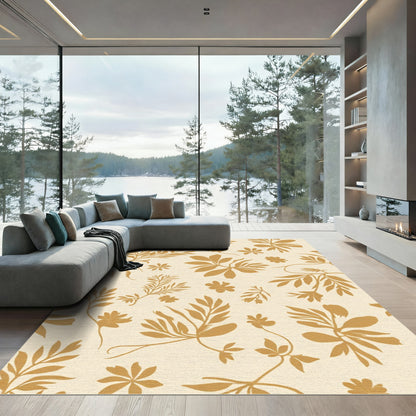 Golden Sepia Botanical Foliage Rug