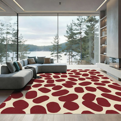 Crimson Oval Scatter Rug