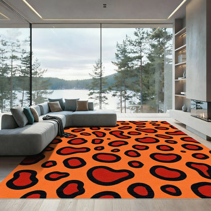 Vibrant Orange Red Amorphous Spots Rug