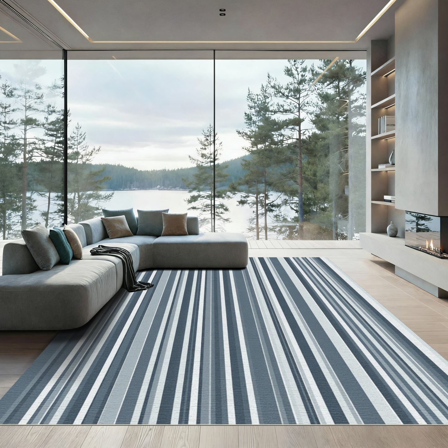 Cool Tones Vertical Stripe Rug