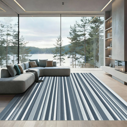 Cool Tones Vertical Stripe Rug