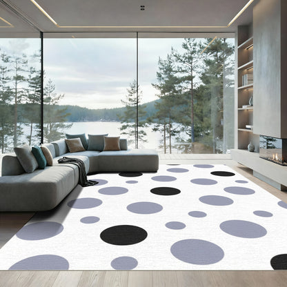 Modern Black Gray Polka Dot Accents Rug