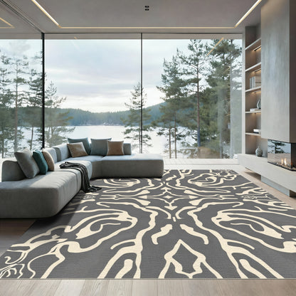 Stone Beige Organic Flowing Abstract Rug