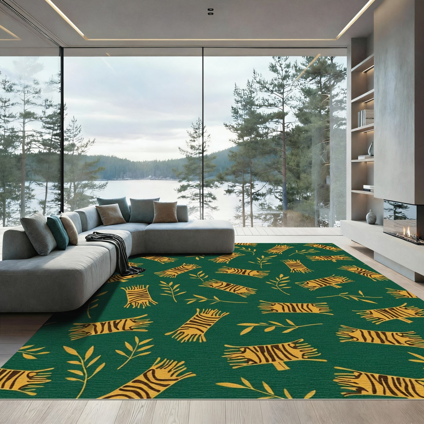 Golden Tiger Stripe Foliage Rug