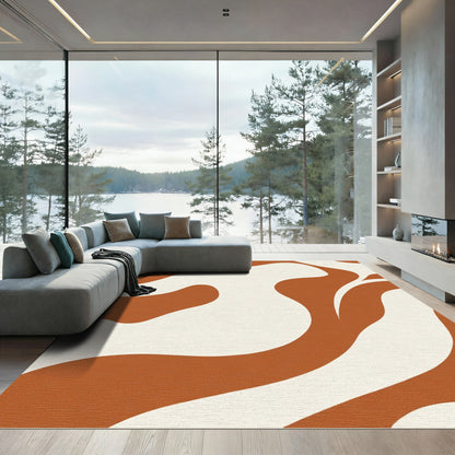Terracotta Cream Organic Swirl Rug