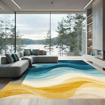 Gradient Navy Wave Beach Rug