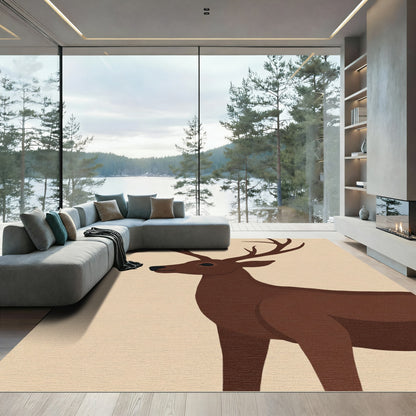 Brown Deer Antlers Silhouette Rug