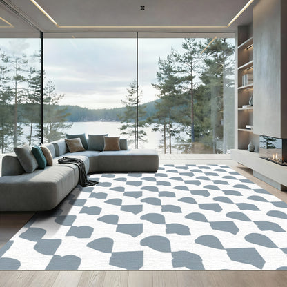 Soft Blue Abstract Squares Arrangement Rug
