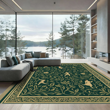 Golden Figures Emerald Garden Border Rug