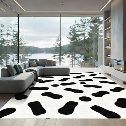 Black White Irregular Spots Rug