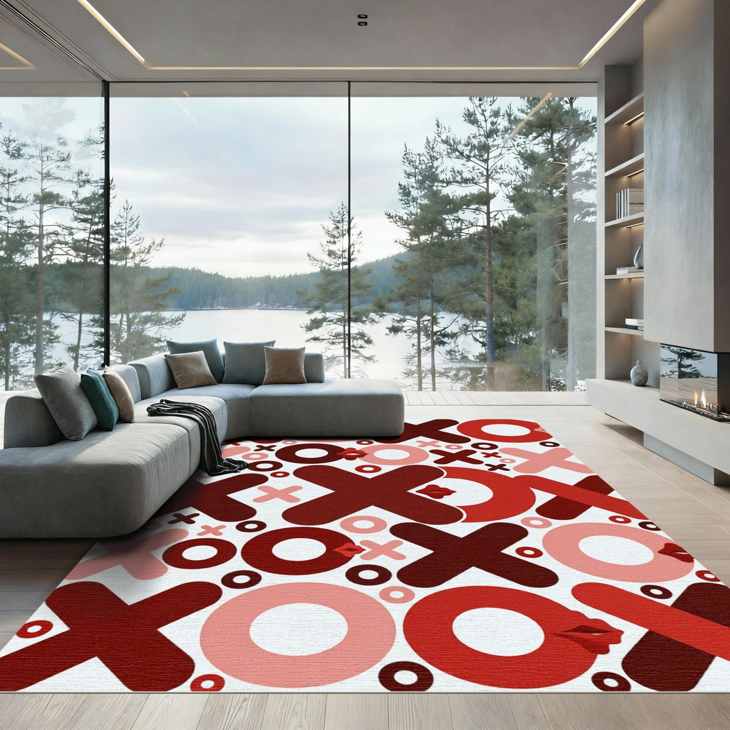 Red Lips XOXO Tic Tac Toe Rug