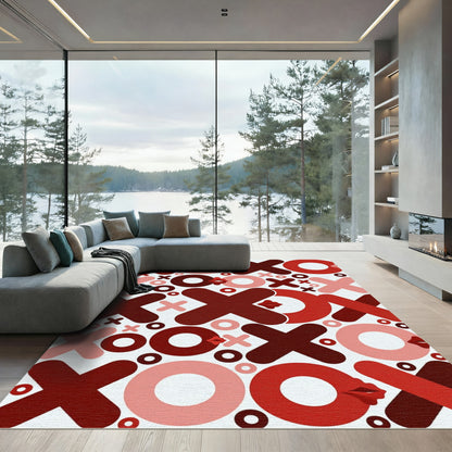 Red Lips XOXO Tic Tac Toe Rug