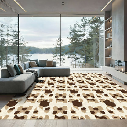 Brown Beige Organic Shapes Repeat Rug