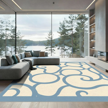 Serene Blue Swirl Organic Shapes Rug