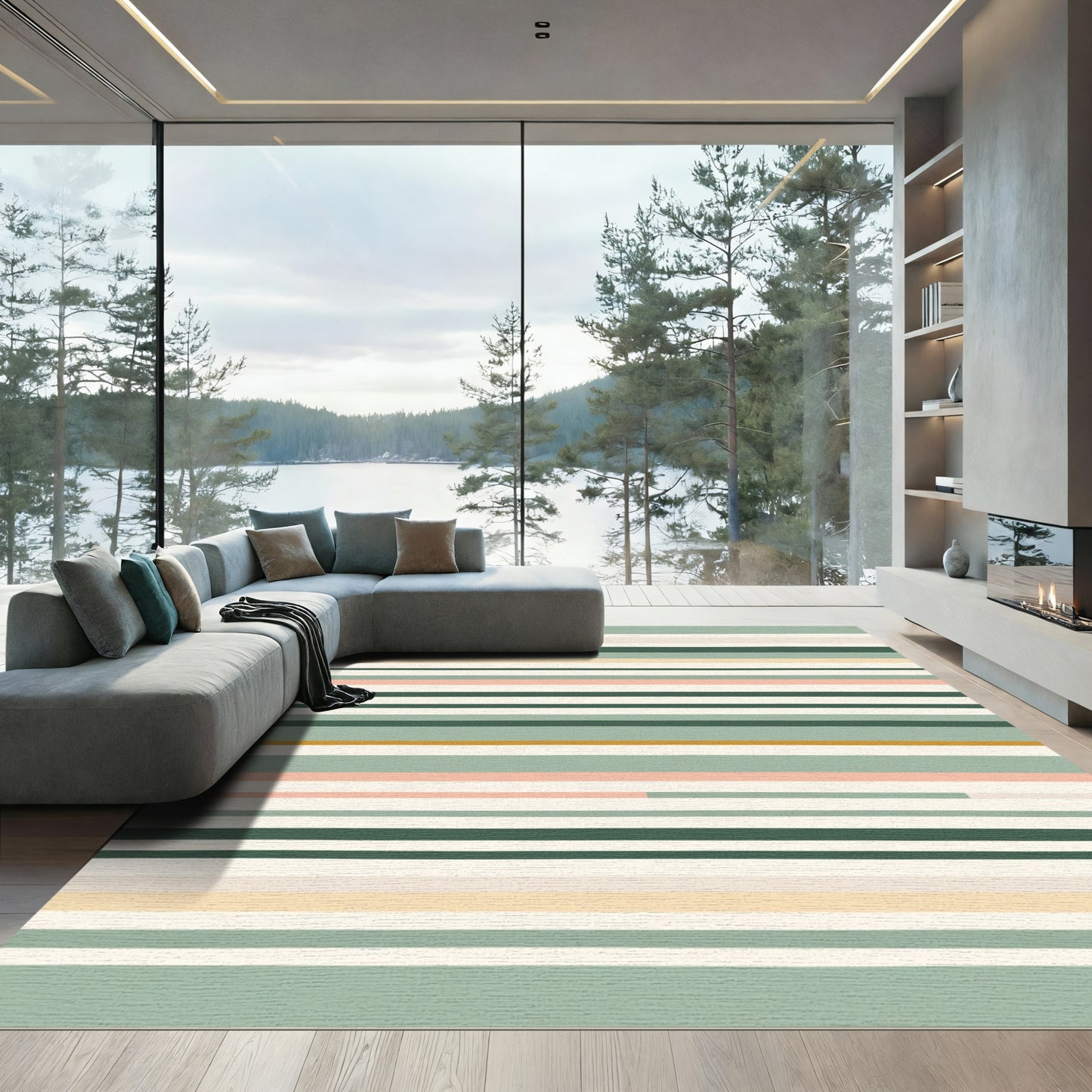 Verdant Stripe Textured Comfort Rug