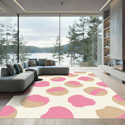 Pastel Pink Tan Organic Dot Rug