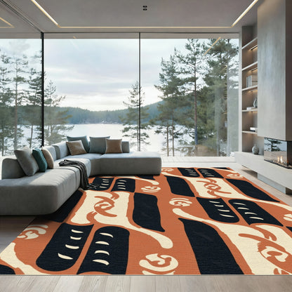 Terracotta Organic Abstract Shapes Rug