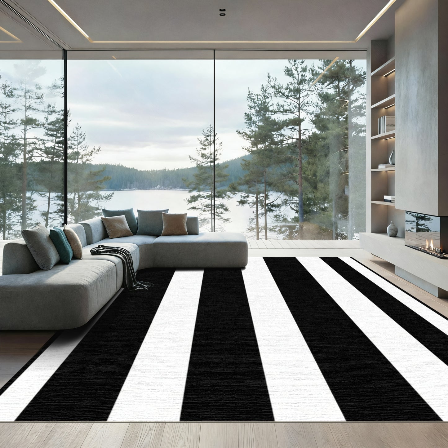 Sharp Monochrome Vertical Alignment Rug