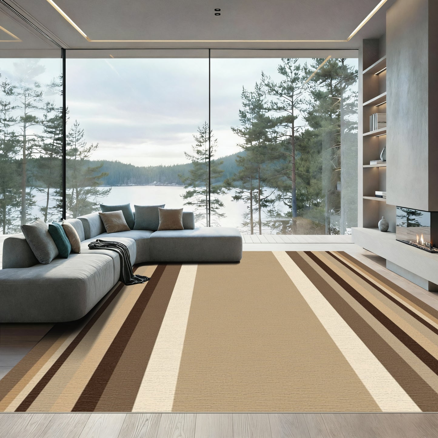 Earthy Tones Vertical Stripes Rug