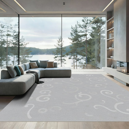 Subtle Gray Swirl Abstract Rug